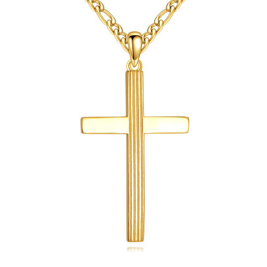 10K Gold Cross Pendant Necklace for Men