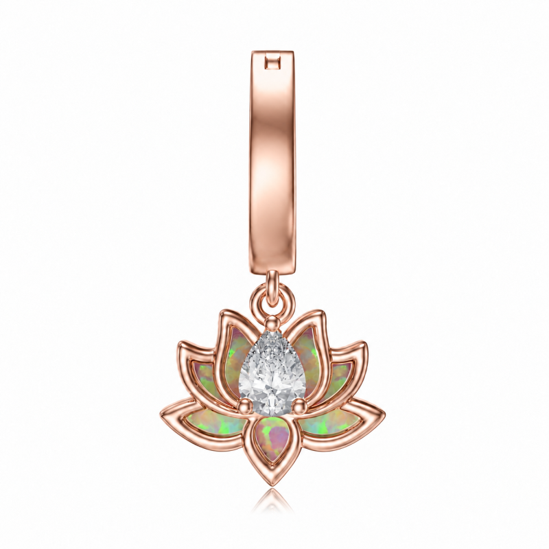Bauchnabelpiercing aus 10-karätigem Roségold mit Opal und Lotusmotiv-4