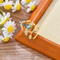 wholesale S925 Sterling Silver Wedding Ring with Diamond and Green Stone-0-3
