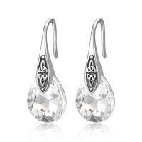 wholesale S925 Sterling Silver Drop Earrings With Cubic Zirconia Stones Elegant Celtic Knot Design-